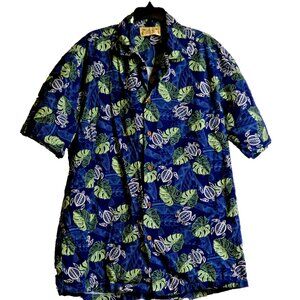 E & K Men Hawaiian Shirt Size L 100% Cotton Short Sleeve Made in Hawaii Summer